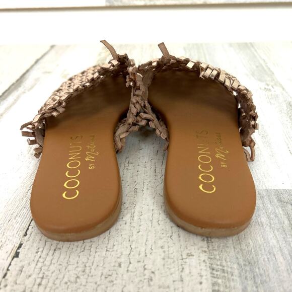Coconuts by Matisse Women’s 6 Gold Leather Boho Slip-On Flat Sandals NEW - Picture 5 of 7